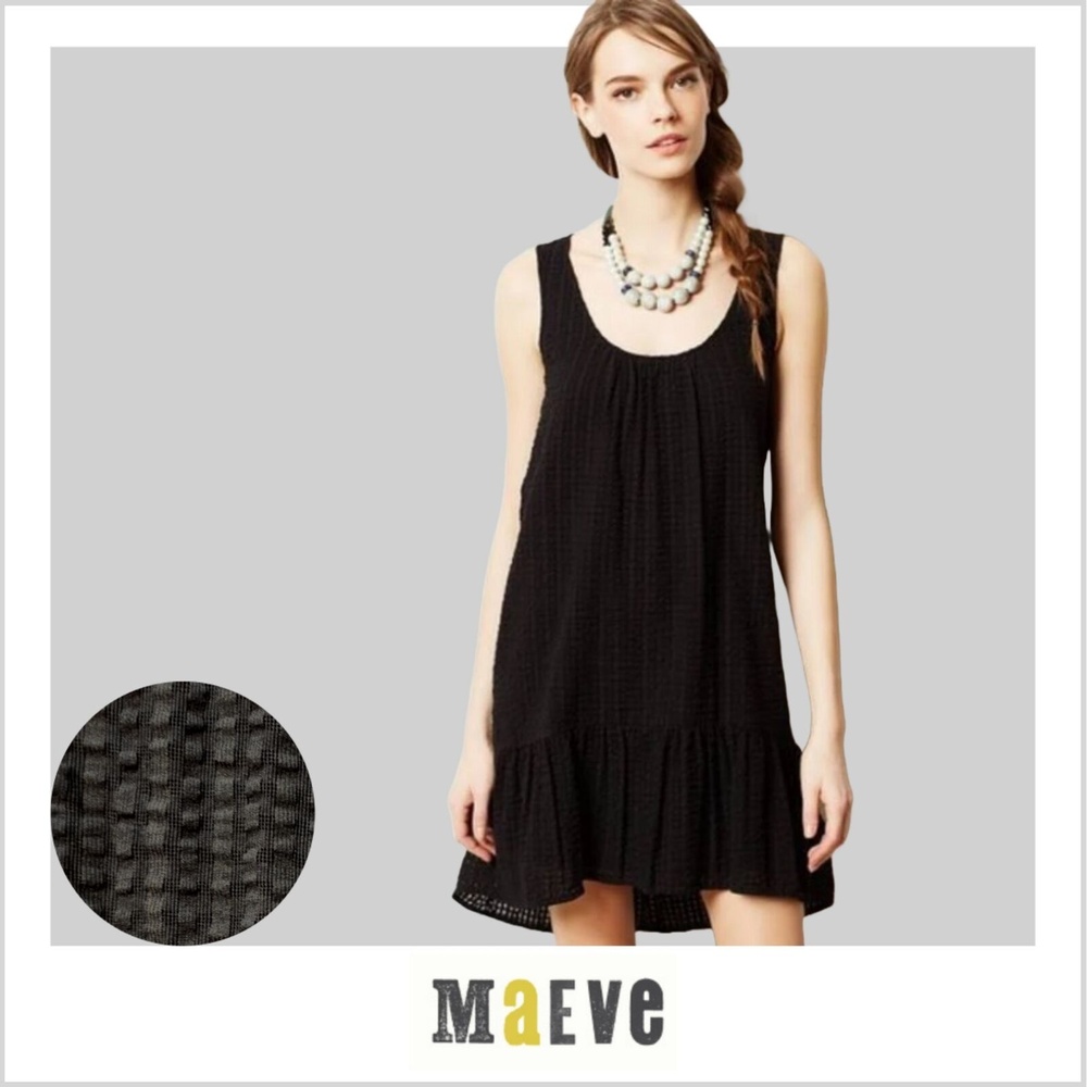 Women's ANTHROPOLOGIE Melanie Grid Textured‎ Dress | Black | Sz: LP